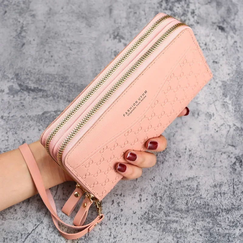 Women Long Wallets with Zipper Luxury Brand Designer Black Pink Women's Money Coin Card Holder Female Purses for Women