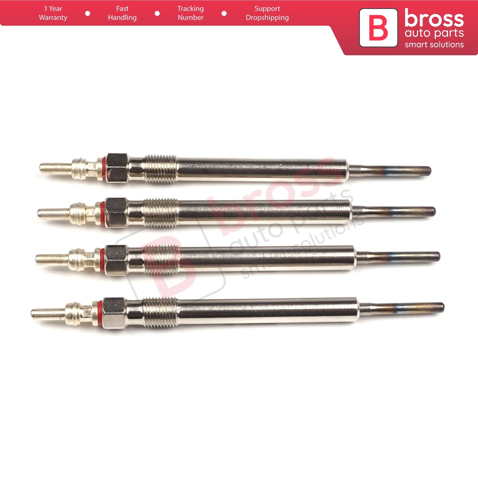 Bross Auto Parts BGP6-1 4 Pcs Heater Glow Plugs  GX2127, 059963319E, GE108 for VW Audi Seat Skoda Fast Shipment Made in Turkey