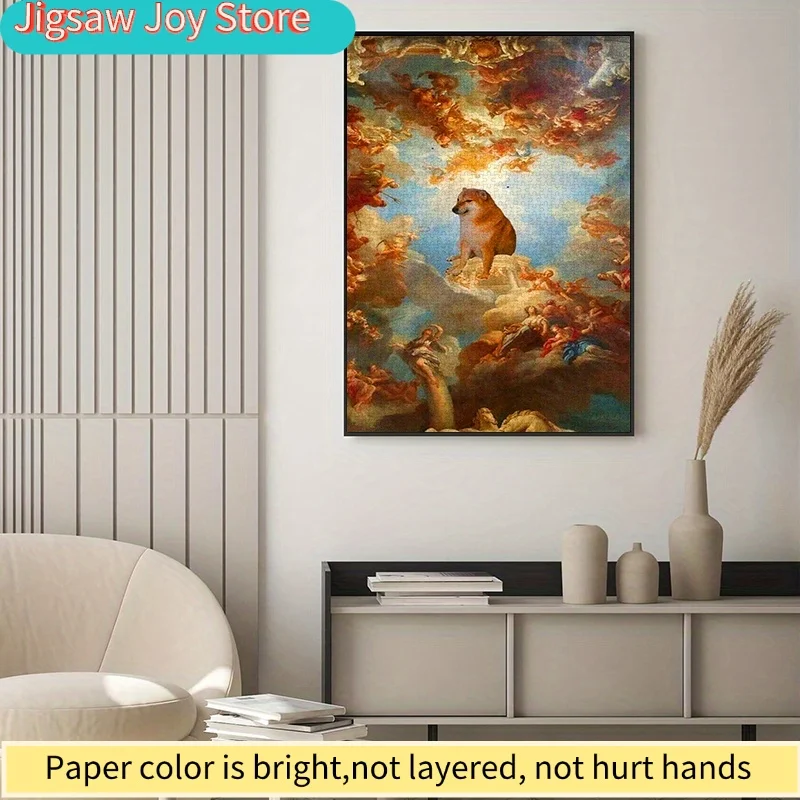 

Baroque-Style Dog Canvas Puzzle - High-Quality White Card Material, Portable & Portable, Ideal for Family Bonding, Romantic D