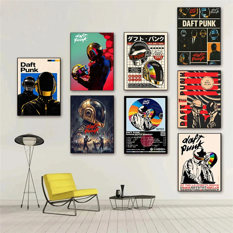 Hot Popular Band D-Daft Punk Posters Music Album Helmet Modern Prints Canvas Painting Wall Art Pictures Home Living Room Decor