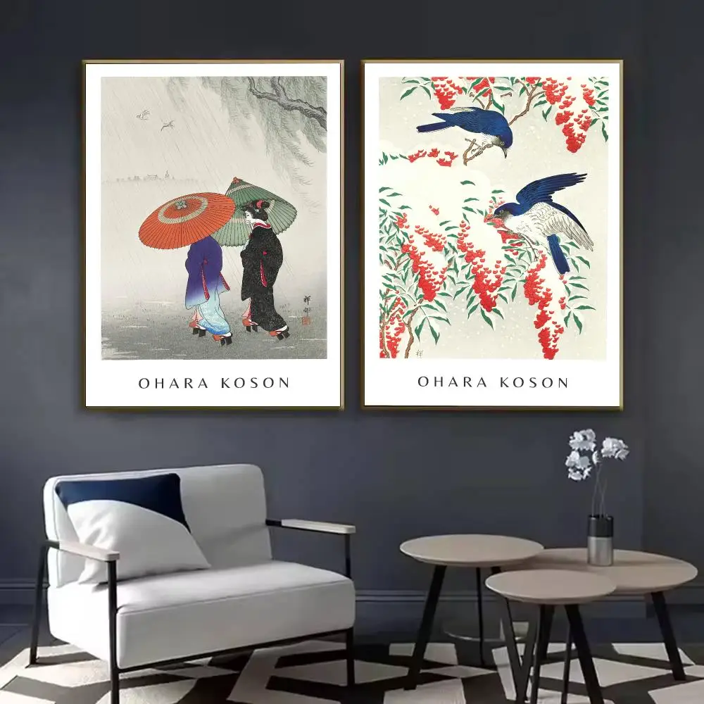 Ohara Koson Japanese Ukiyo Poster Waterproof Sticky Wall Art Print For Bedroom Living Room Hallway Bar Home Decor