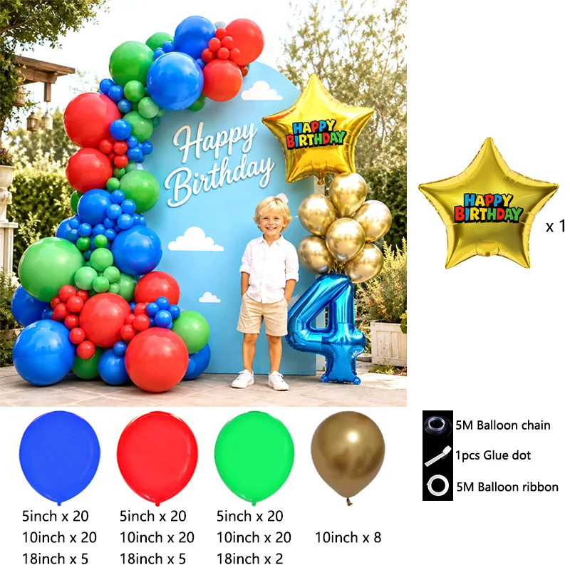 1set Red Blue Green Mushroom Star Balloons for Cartoon Video Game Super Bros Balloon Birthday Inspired Party Decoration Globos view 4