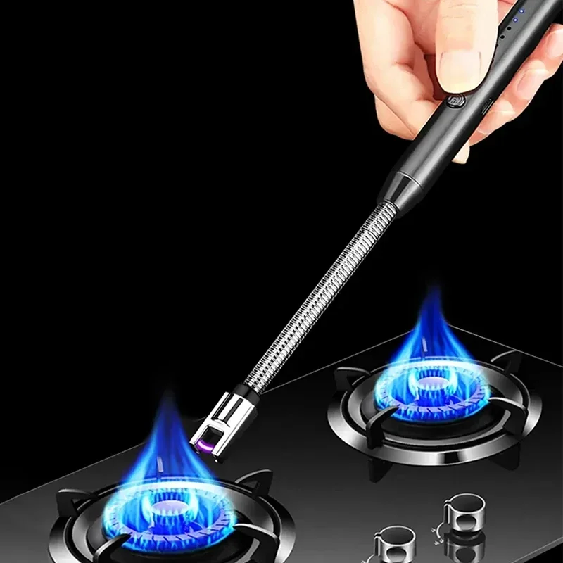 Windproof Kitchen Electric USB Lighter Long Candle BBQ Gas Stove Ignition Camping Rechargeable Arc Flameless Plasma Lighter