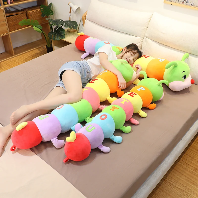 70cm-110cm Lovely Soft Colorful Caterpillar Plush Toy Pillow Kids Children Stuffed Plush Toys Worm Soft Plush Doll Birthday Gift