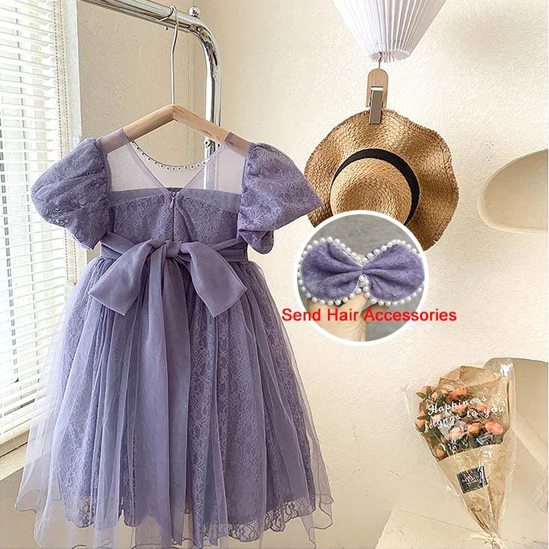 Girls Dress Baby Sweet Lace Flower Elegant Princess Dress Christmas Birthday Party Vestidos 2 3 4 5 6 7 8 9 10 Year Kids Clothes