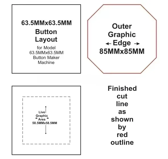 63.5*63.5mm 2.5 Inch Photo Square Button Badge Fridge Magnet Making Machine Fridge Magnet Square Button Badge Making Machines