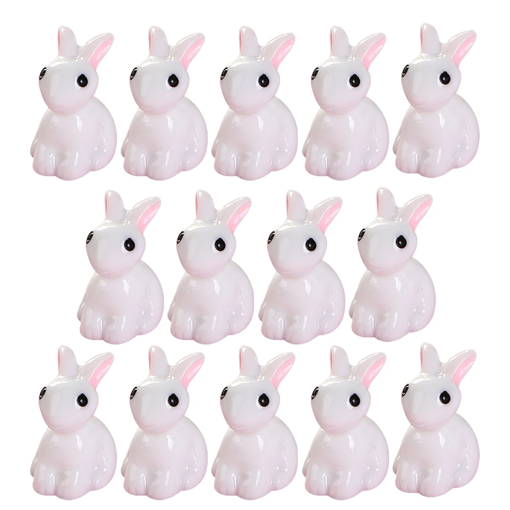 

15Pcs Mini Resin Rabbit Statues Miniature Animal Decor Mini Garden Micro Landscape Decoration Cute Bunny Craft Figures