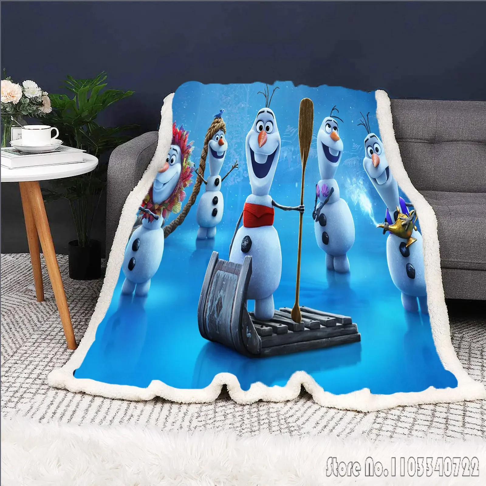 Coperta stampata con cartoni animati Disney-Frozen, morbidi, stampa reattiva, pelosa Kawaii, peluche personalizzata, moderna, invernale