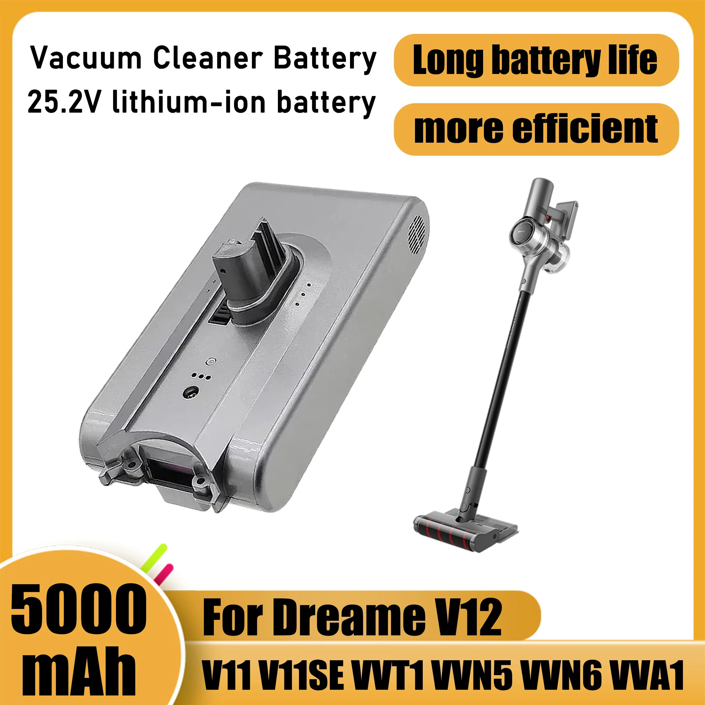 For Dreame V11 V11SE V12 V12pro VVT1 VVN6 VVA1 VVN5 vacuum cleaner battery, 25.2V high-performance battery pack
