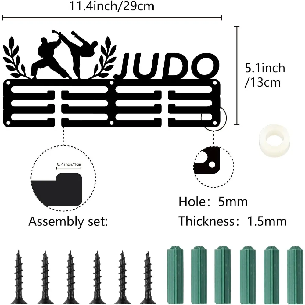 Judo Medal Holder Medal Hanger Rack Display Hanging Award Wall Mounted Room Decor 3 Lines Design Hold 60+ Medals Sports for Golf