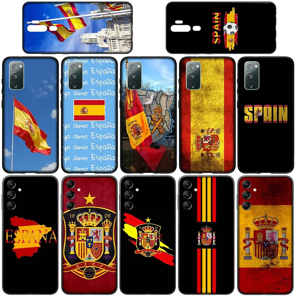 Spain Flag Cover Phone Case for Samsung Galaxy S24 S23 Fe Ultra Plus A05 A55 A35 A24 A25 A15 M55 Flexible Coque