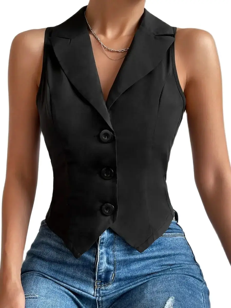 2024 spring new women\'s fashion Europe and the United States style casual slim vest vest vest