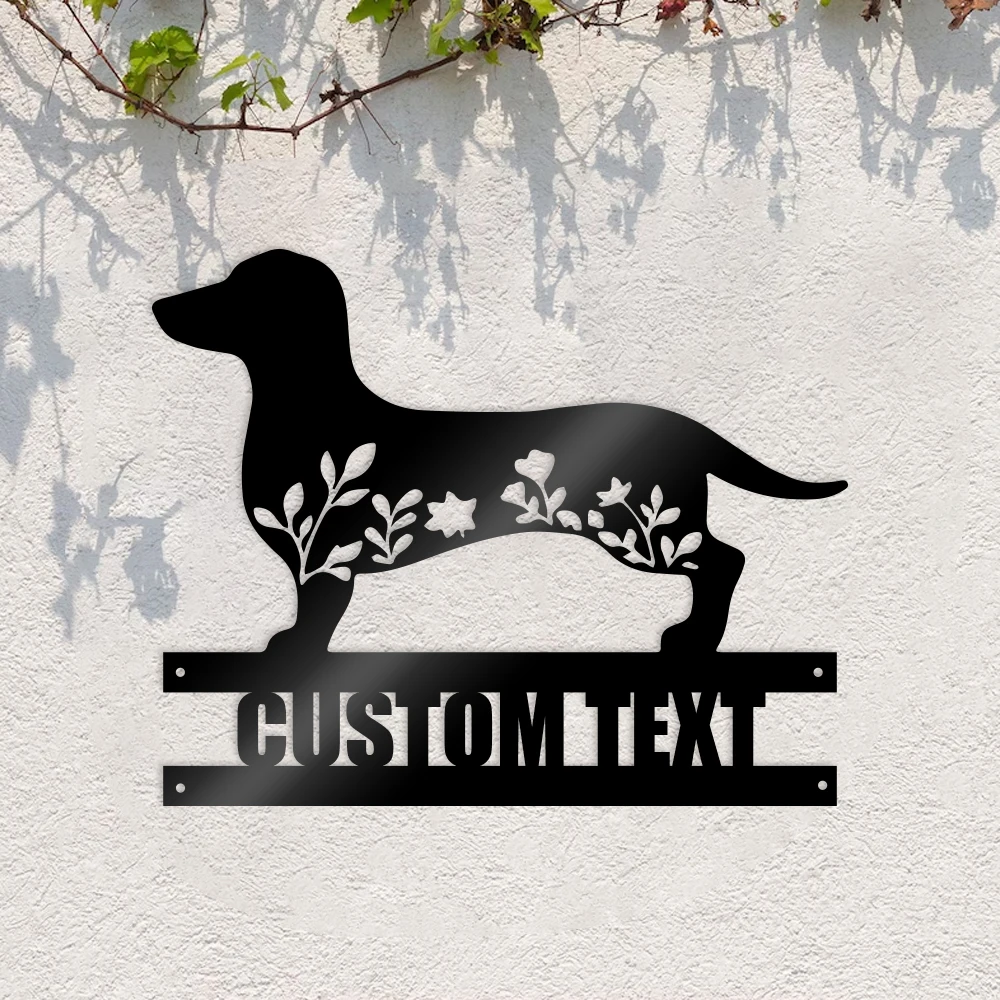 

1pc nice dog with flower Customized Name Hooks Iron Art Metal Hanger For Entryw