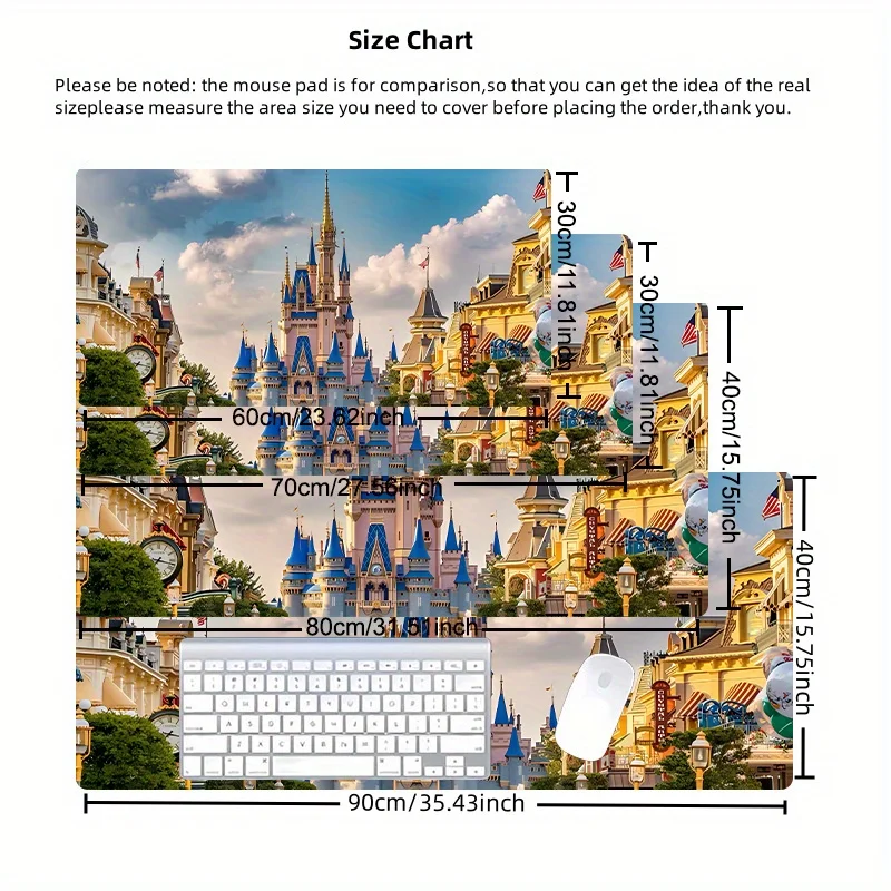 1pc grande fantasia castelo mouse pad-tapete de mesa de escritório multifuncional com cena vibrante, base de borracha antiderrapante, superfície lisa fo