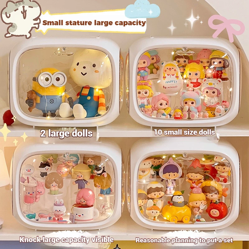 1/2/3/4 قطعة صندوق منظم أكريليك عرض مع أضواء LED للمقتنيات منظم تخزين شفاف لشخصيات الحركة