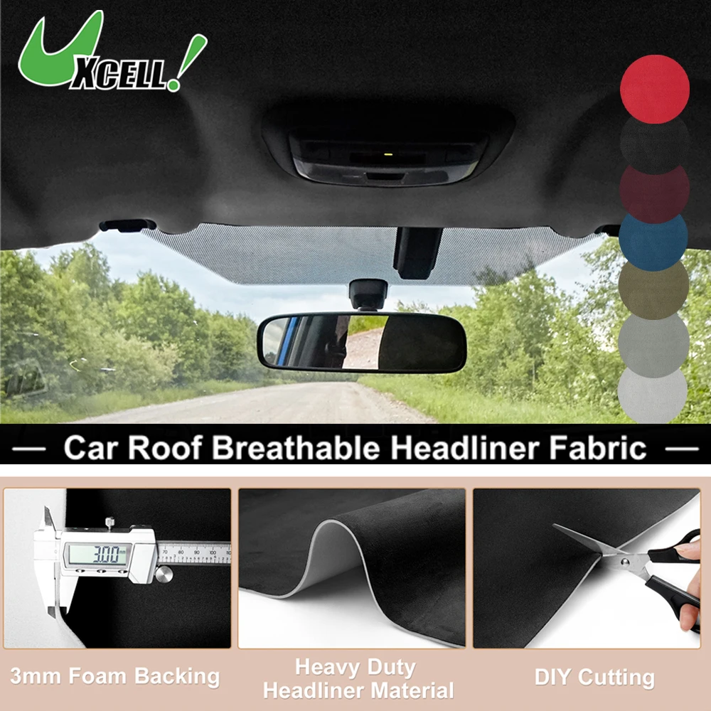 

UXCELL 254x152cm 152x97cm 188x152cm Suede Fabric 160g Car DIY Sky Roof Repair Replacement Foam Backing Headliner Fabric 8 Colors