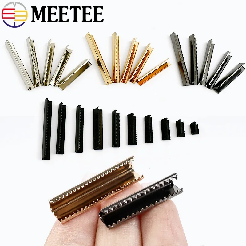 

20Pcs Meetee 10-60mm Belt Metal Tail Clip Buckles Suspenders Strap Tails Lock Wallet Leather Stopper Buckle Webbing End Clips