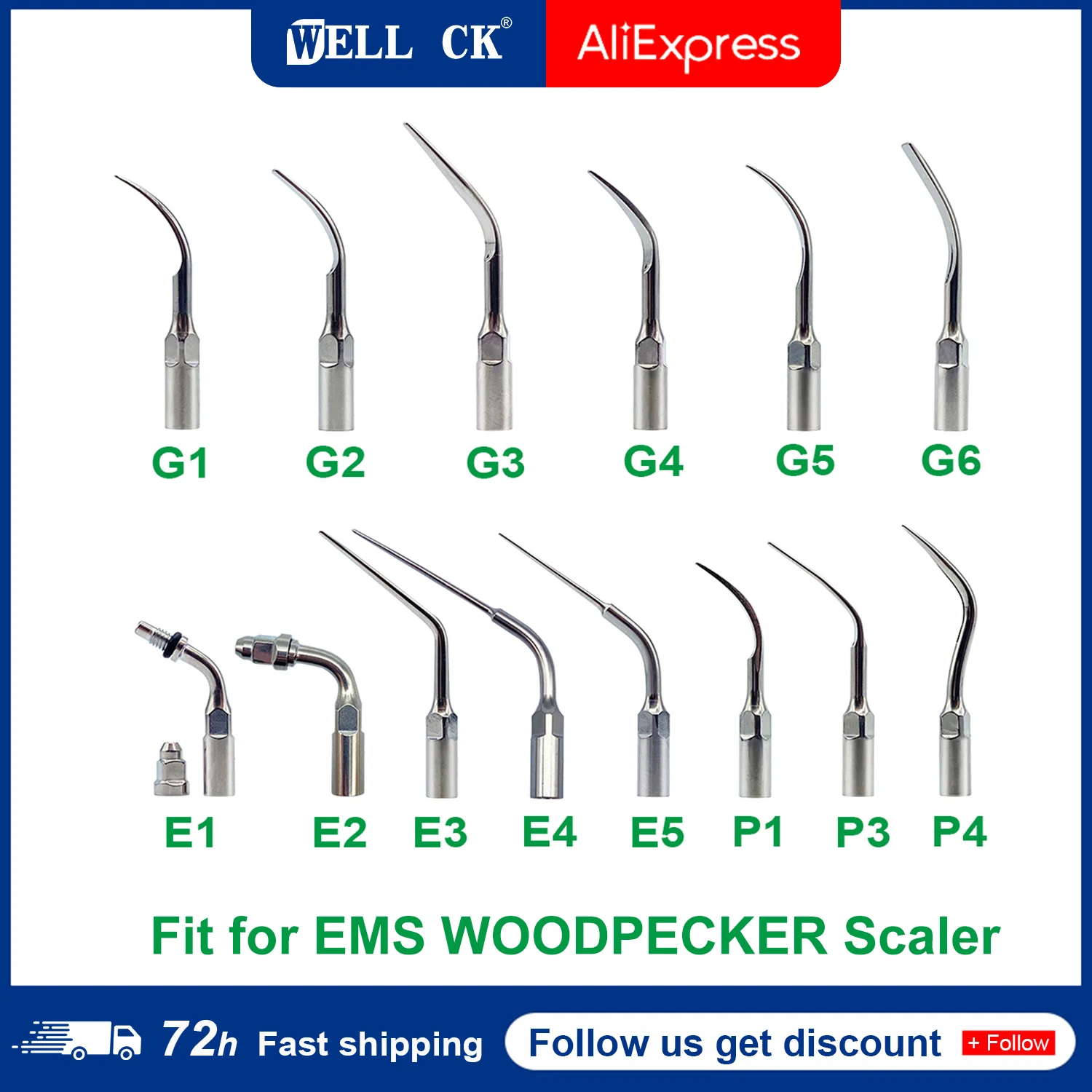 Dental Ultrasonic Scaler Tip Scaling Periodontics Endodontics Endo Perio Scaling Tips G P E fit for EMS WOODPECKER Scaler