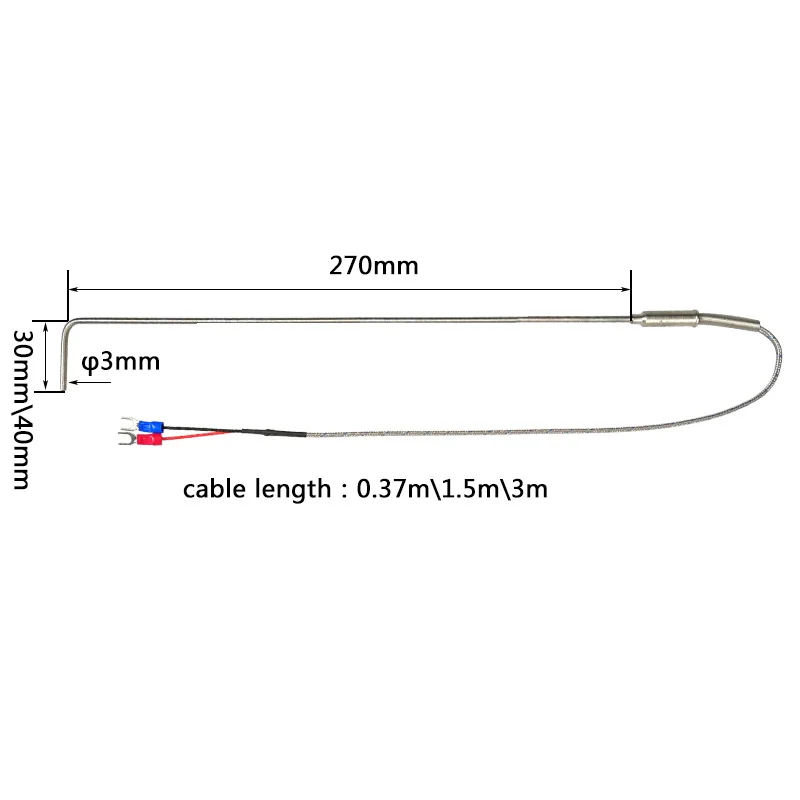 K-type thermocouple WRNK-191-L-BOZP 3mm Iron diamond high temperature textile machine hot fan thermocouple glue pressing machine