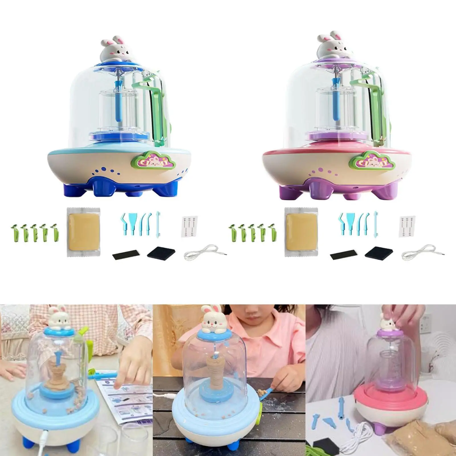 子供のための電気陶器ホイール,プロのポータブルおもちゃ,インタラクティブ,DIYクラフトプロジェクトのための完全な陶器キット