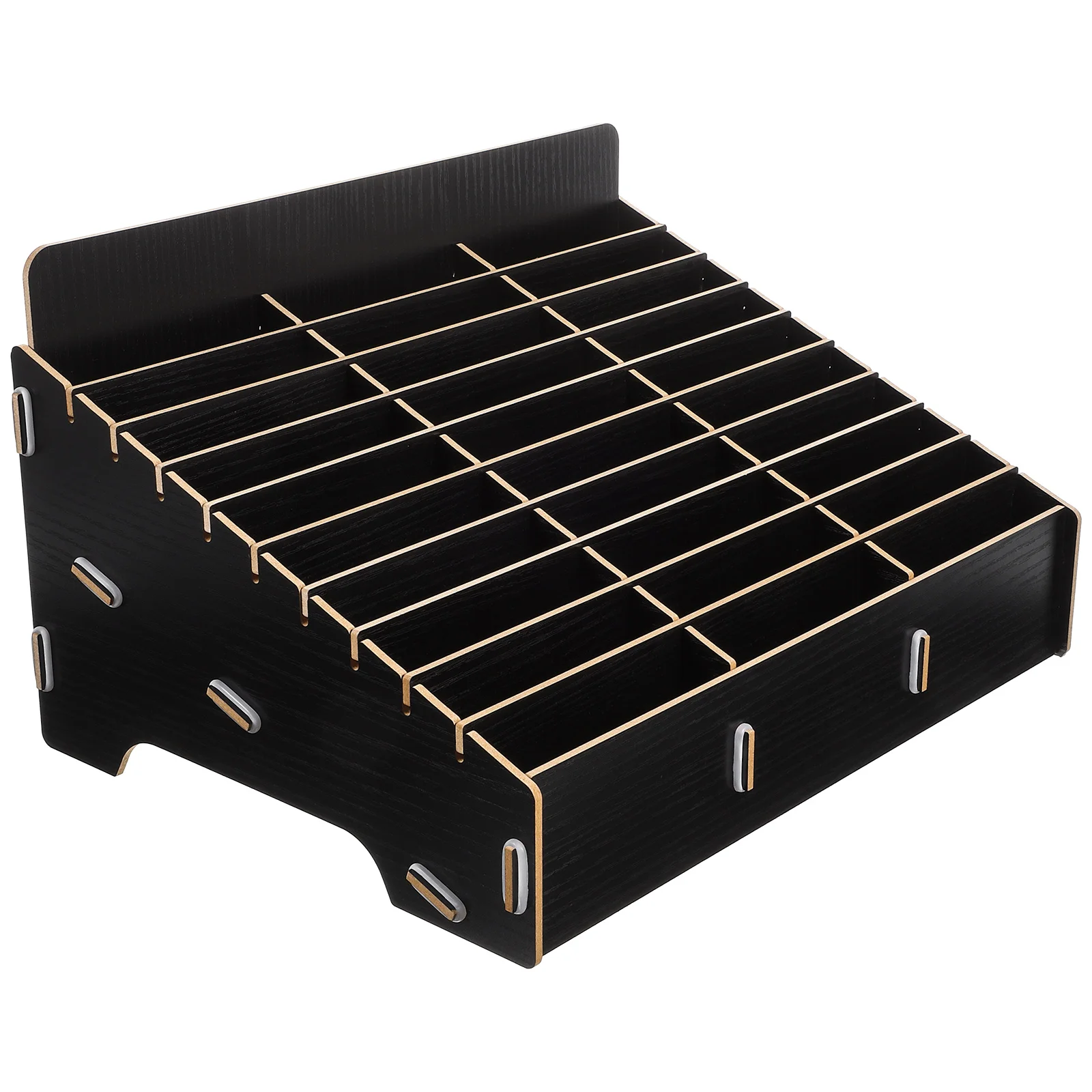 

Organizer Wooden Storage Box Boxes Compartment Adjustable Desktop Grid Phone Holder Office