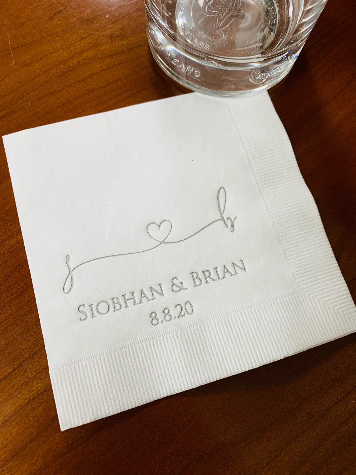 50pcs Personalized Wedding Napkins Personalized Heart Connected Monogram Wedding Napkins Custom Bar Napkins Reception LOTS of CO