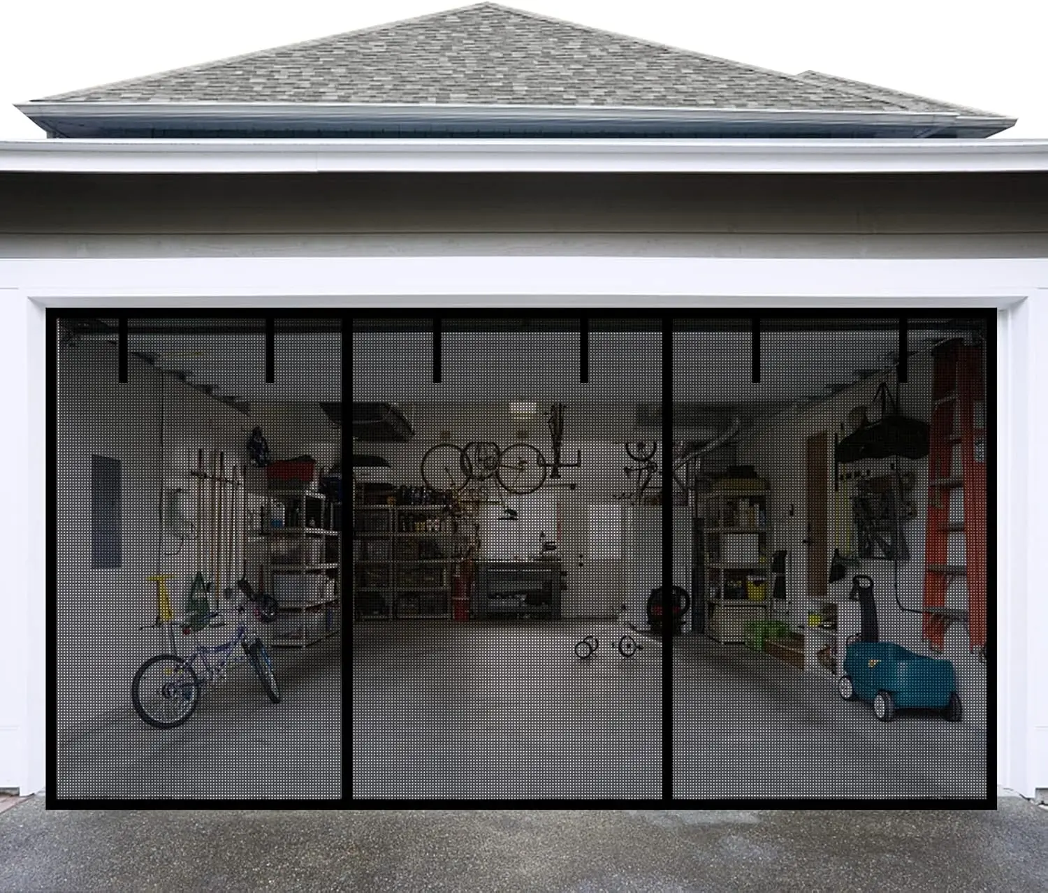 

Garage Door Screen for 2 Car Garage, 16x7Ft Fiberglass Mesh Door Screen with Closure Weighted Bottom, Durable Magnetic Hea