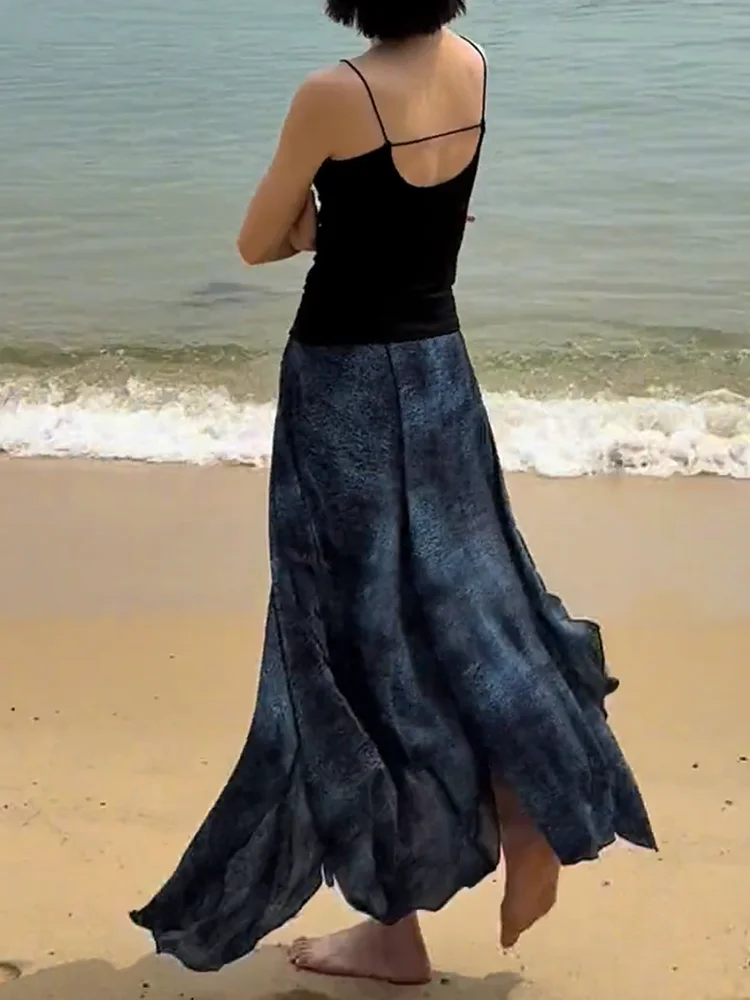 

Женская асимметричная длинная юбка Salt Series Vaion Sle, новая летняя модель в винтажном стиле, повседневная свободная юбка в корейском стиле