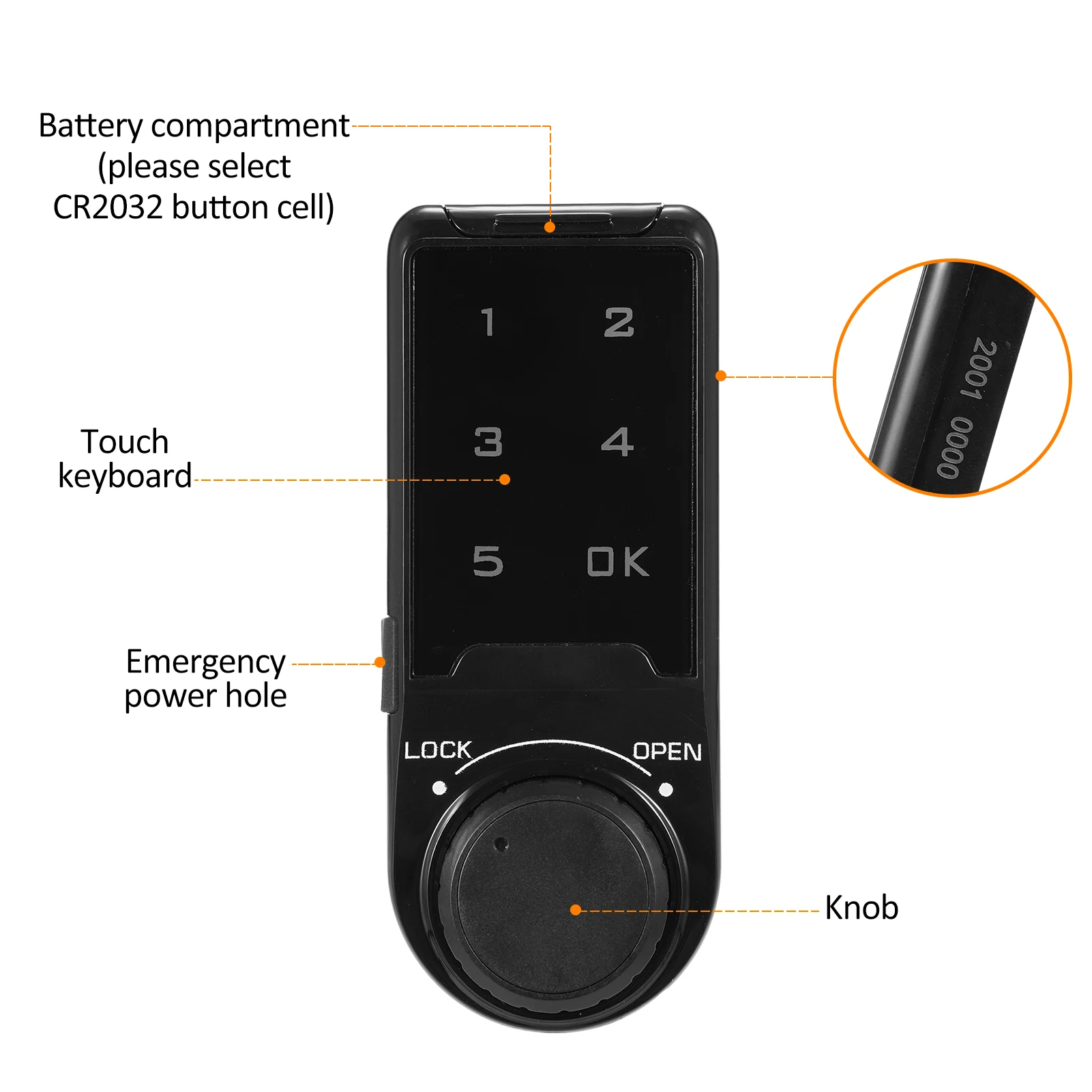 Touch Screen Password Key Lock Drawer Combination Lock 1-16 Digit Combination Password Locker Lock Waterproof Dustproof