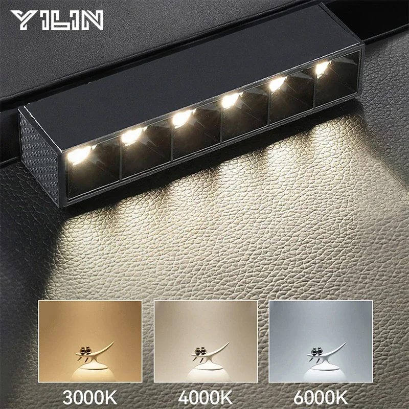 LED Magnetic Track Light Embedded 48V COB Linear Spotlight Rail Ceil Lamp Living Room Without Main Light Lighting Grille Lamps