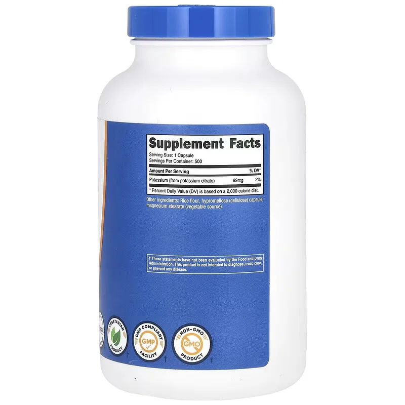 Potassium Citrate Capsules Supplement - Reduce Edema Balance Bone PH Promote Ketosis Potassium Supplement for Health Maintenance