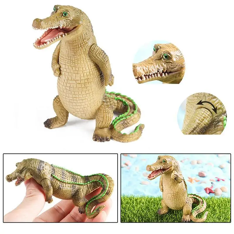 Kids Simulation Crocodile Decoration for Boys and Girls Realistic Alligators Action Figure Toy with Rotatable Arms Movable Jaw