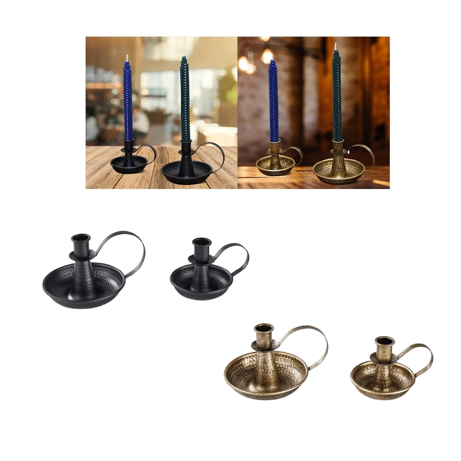 2Pcs Iron Taper Candle Holder Desktop Decoration for Wedding Reception