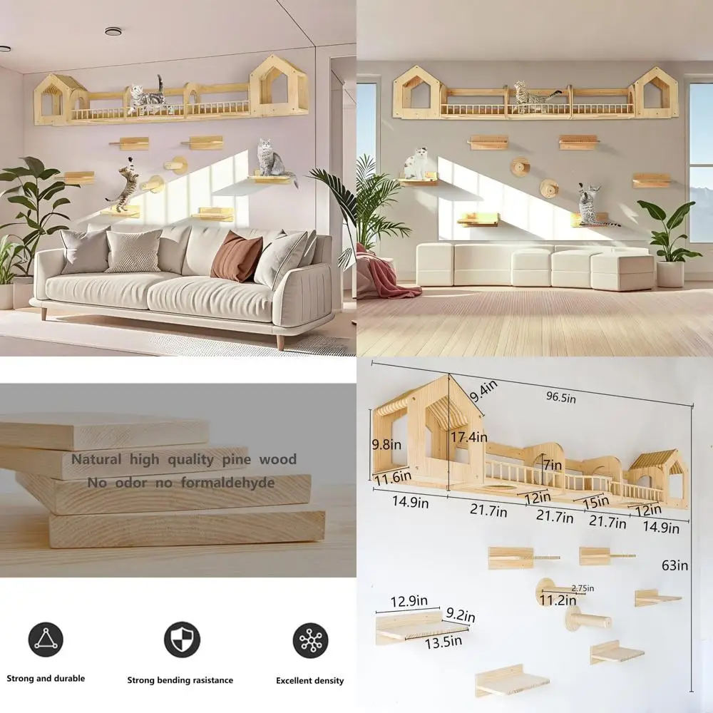 

Climbing Wall Shelves and Furniture Collection for Cats with Multi-Level Perches, Ladders, Bridges, and Sisal Scratching Posts