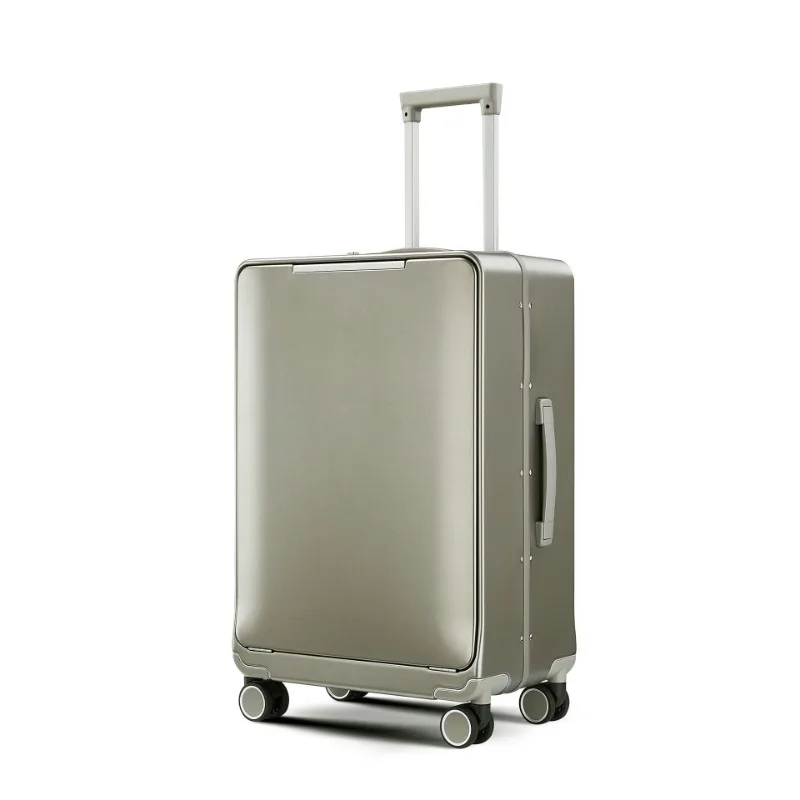 Multifunctionele Voorzijde Open Deksel Aluminium Frame Koffer Stille Spinner Travel Trolley Case 20 "24 Inch Digitaal Combinatieslot