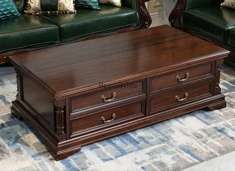 All solid wood coffee table imported walnut American retro with pumping storage integrated storage