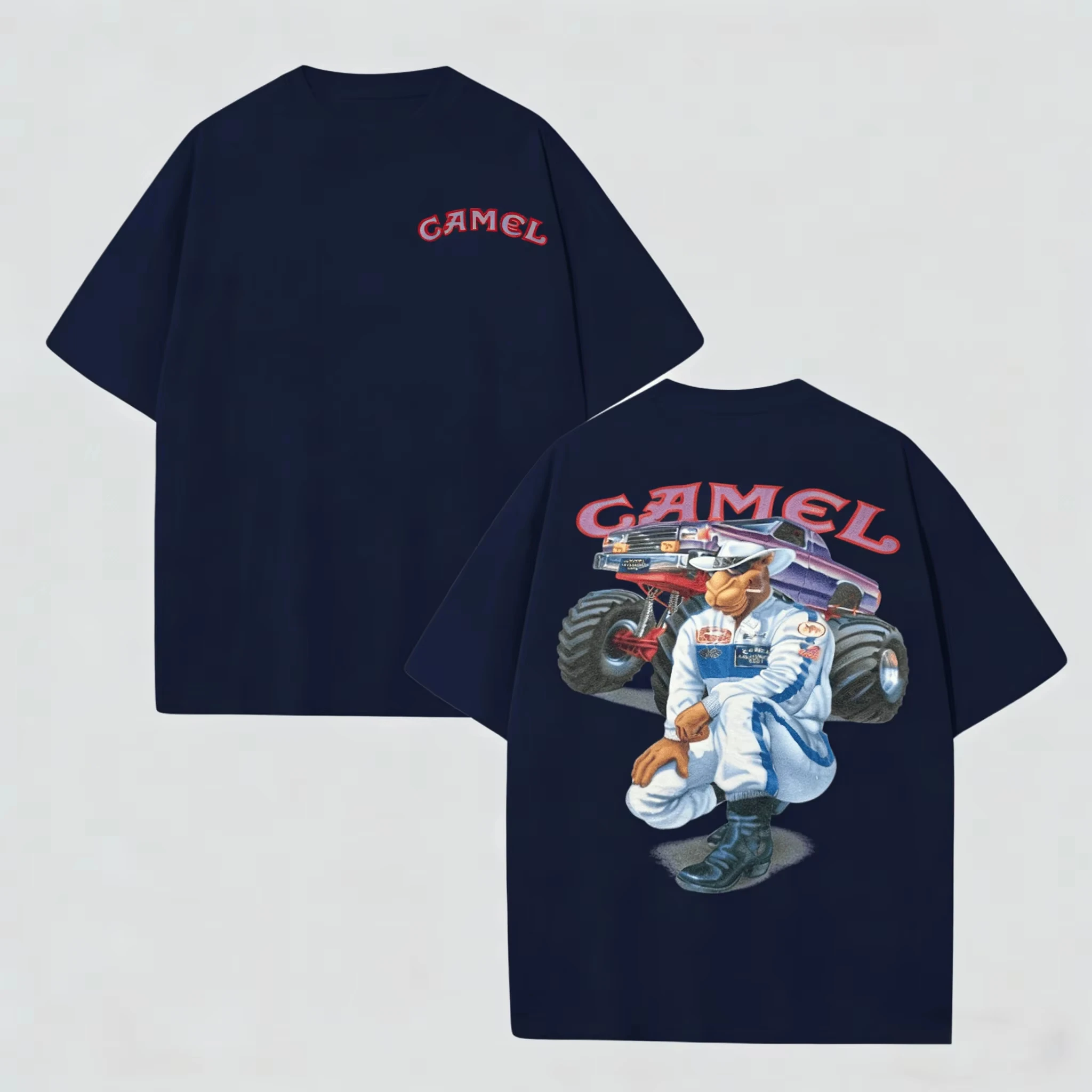 2026 Summer Vintage Camel Print T-shirt 2026 Summer Luxurious Casual Cotton T-shirt Street Wear Y2K Men's T-shirt Men's Clothing