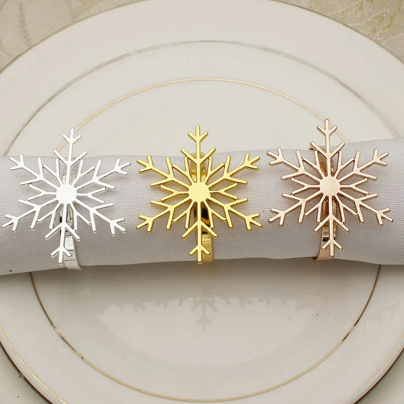 1pcs Christmas Snowflake Shaped Napkin Rings Dinning Table Setting Button Napkin Ring Wedding Table Decoration Accessories