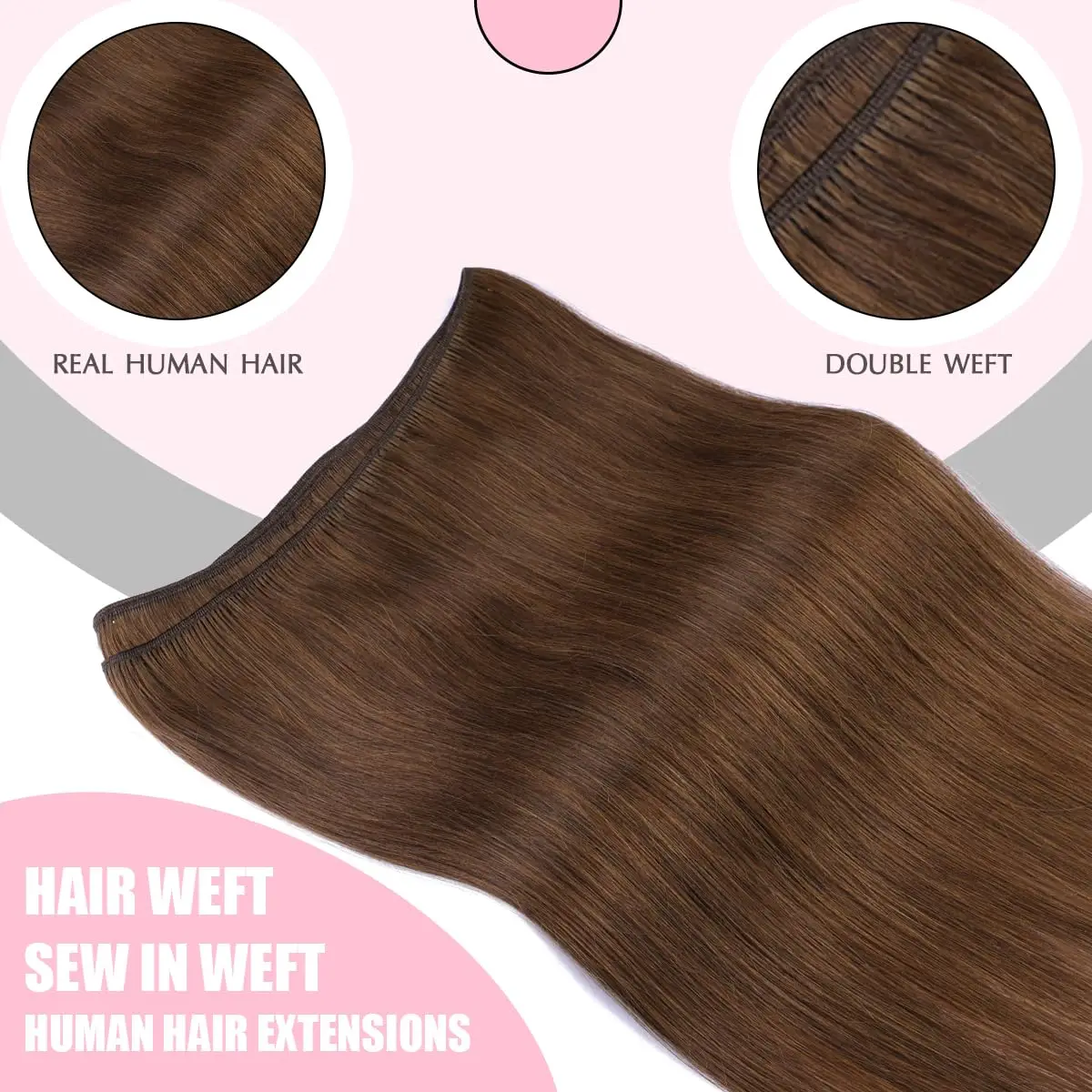 # 4 لحمة بنية وصلات شعر غير مرئية 100% شعر بشري حقيقي 12-20 بوصة 50 جرام لحمة غير مرئية عبقرية سلسة لحمة مصنوعة يدويًا