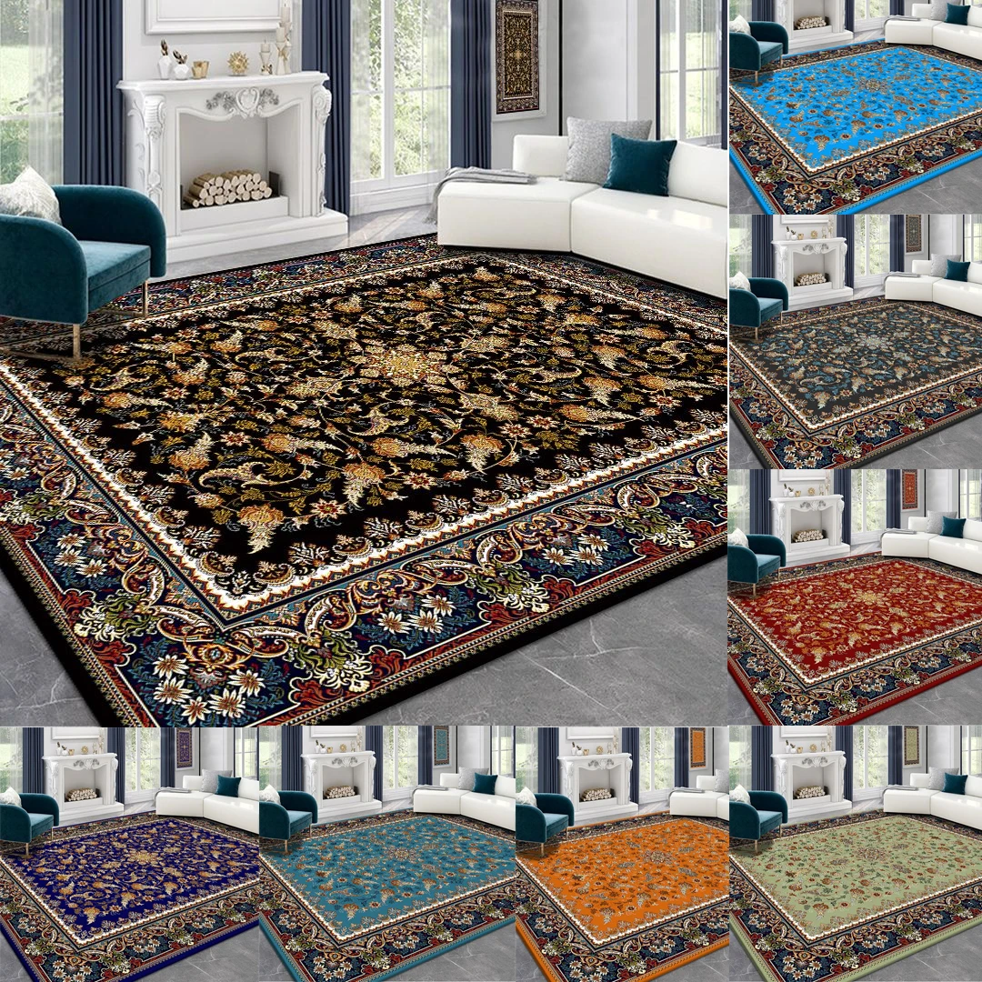 

Persian Bohemian Area Rug Large,Carpets for Living Room Luxury Retro Bedroom Decoration Home Kid Play Non-slip Entrance Door Mat