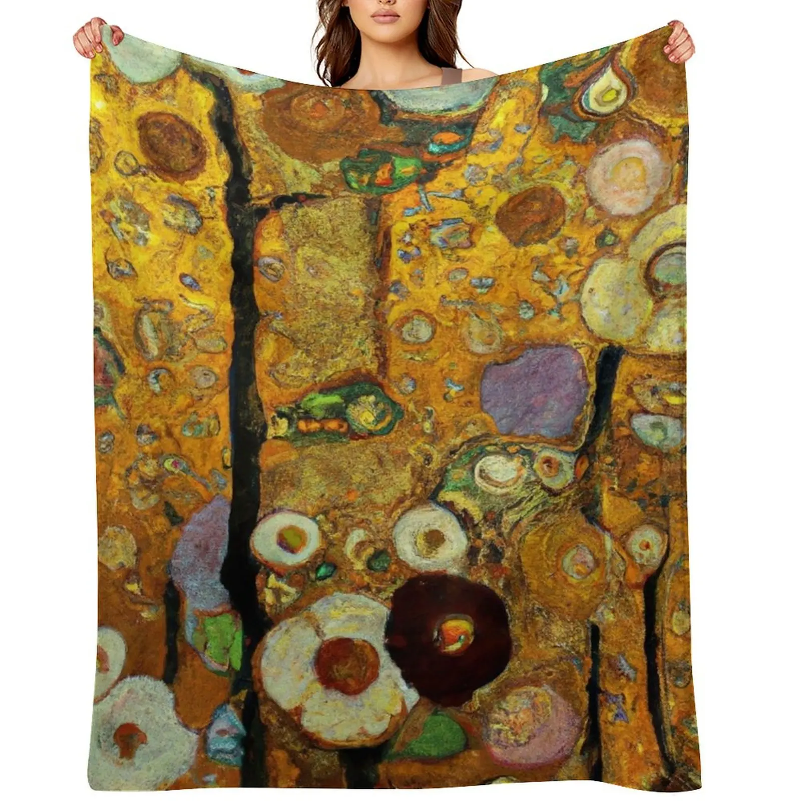 

Flowers Gustav Klimt Throw Blanket Designers Kid'S valentine gift ideas Soft Plaid Blankets