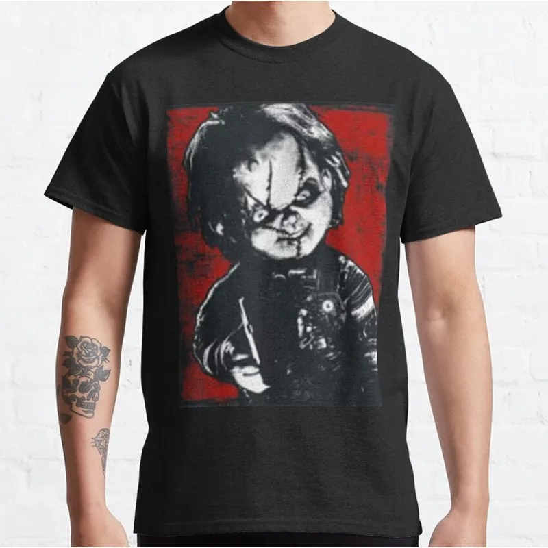 Chucky Child's Play Graphic T-Shirt Killer Doll Unisex Tee 0126 Cotton Short Sleeve Cult Slasher Horror Halloween Casual Tops