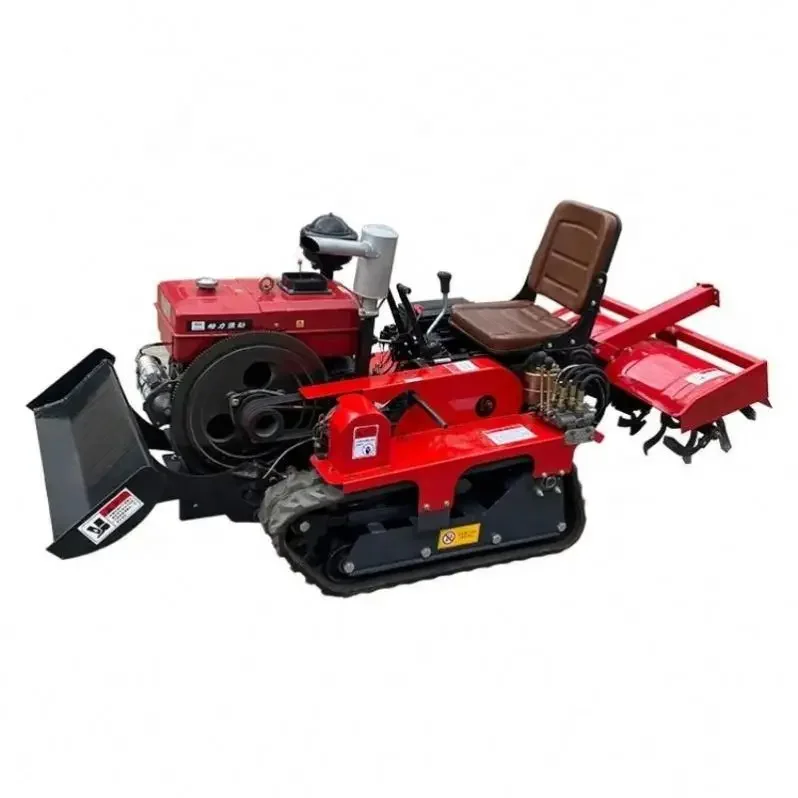 Bulldozer Tiller Multi-Function Agricultural Cultivator Machinery Farm Machine Rotary Garden Power Mini Crawler Tractor