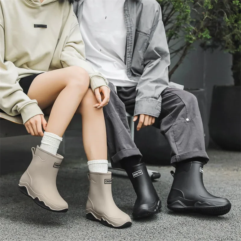 2024 Womens Rain Shoes Summer Ankle Boots Casual Women Flat Rain Boots Fashion Work Rain Boots Rubber Waterproof Botas De Lluvia