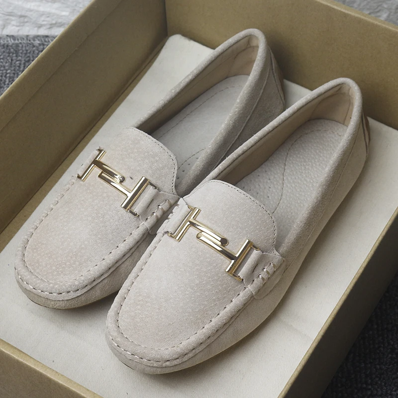 2024 Spring New Women Moccasins Flats Ladies Slip-on Casual Shoes Driving Shoes Quality Soft Genuine Leather Flat Shoes