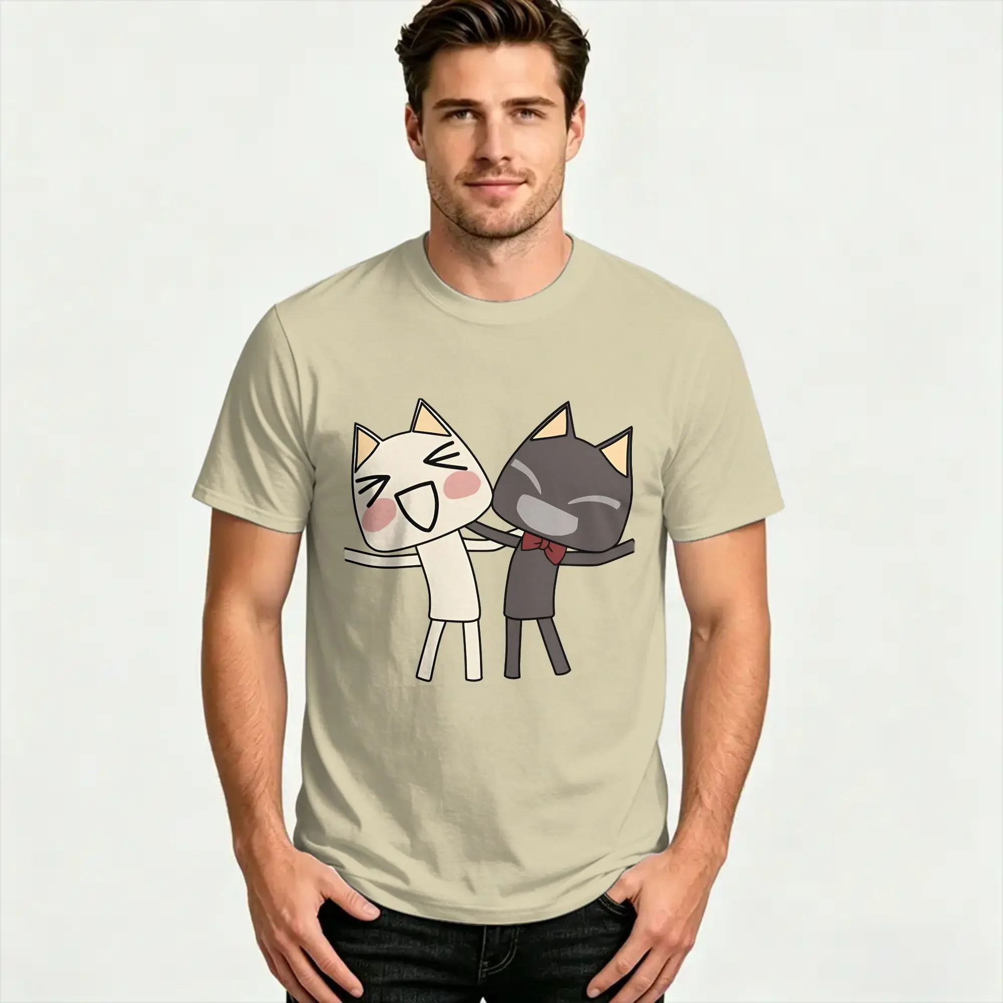 Fashion Kuro and  Toro Inoue Cat T-Shirts for Men Women Round Collar 100% Cotton T Shirt  Short Sleeve Tees 4XL 5XL Clothing