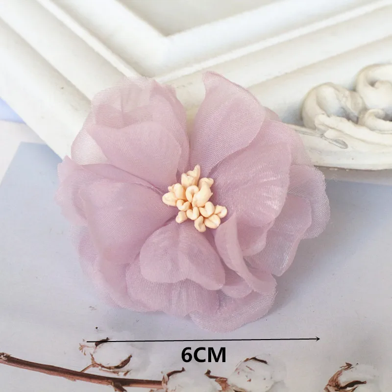 5PCS Chiffon Fabric DIY Flower Headwear Hat Dress Clothes Decoration Hair Accessories