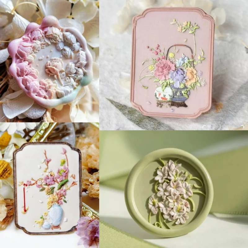 ختم ورنيش ختم إبداعي، وردة على الطراز القديم، خبز قطة لطيف، ختم فتاة منقوش، ختم، لعبة، رأس ختم نحاسي مخصص