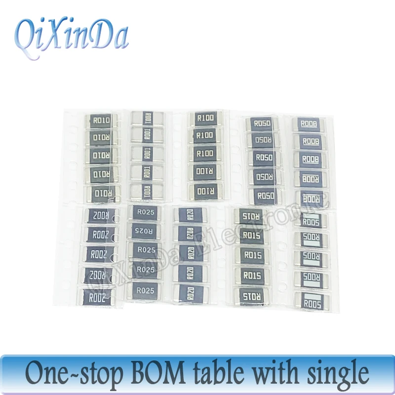 50PCS Alloy resistance 2512 SMD Resistor Samples kit ,10 kindsX5pcs=50pcs R001 R002 R005 R008 R010 R015 R020 R025 R050 R100