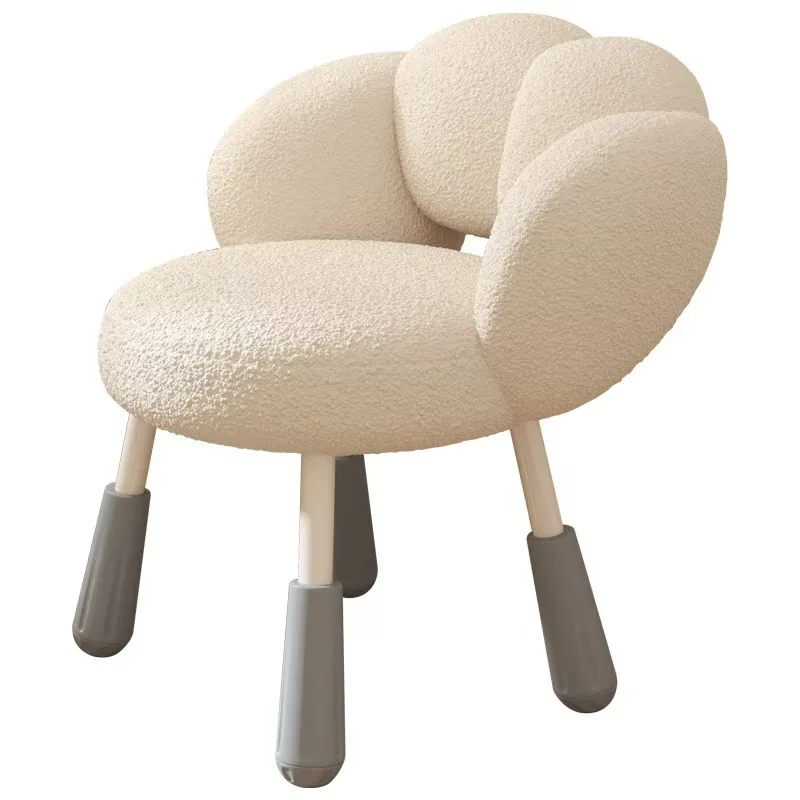 

Lamb wool makeup stool, light luxury cream bedroom girls dressing chair, celebrity manicure rotating round stool
